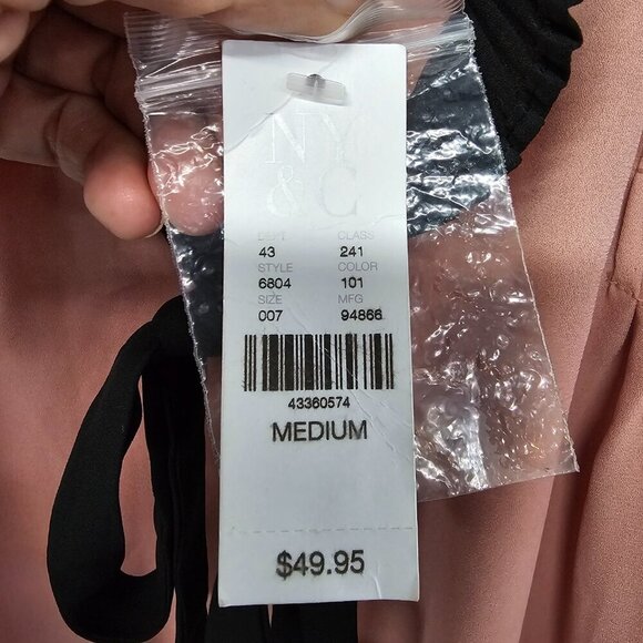 NWT Soho Jeans Pink Black Coquette Blouse Retro Romantic Defect M - Picture 11 of 16